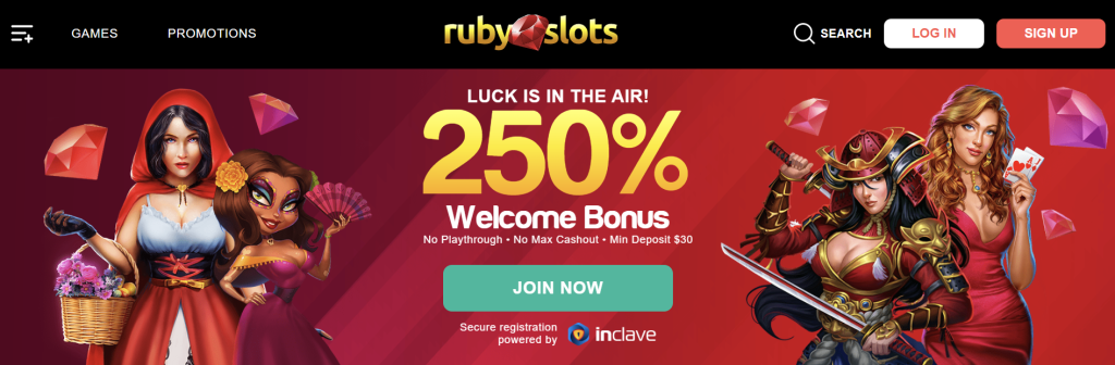 ruby slots casino  main menu design and bonus 