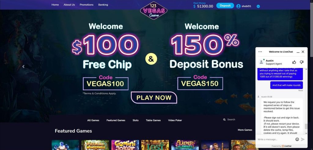 123 Vegas Casino promotions variety
